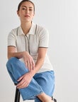 Mineral Whitney Ribbed Knitwear Short Sleeve Polo, Ivory product photo