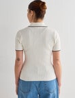 Mineral Whitney Ribbed Knitwear Short Sleeve Polo, Ivory product photo View 02 S