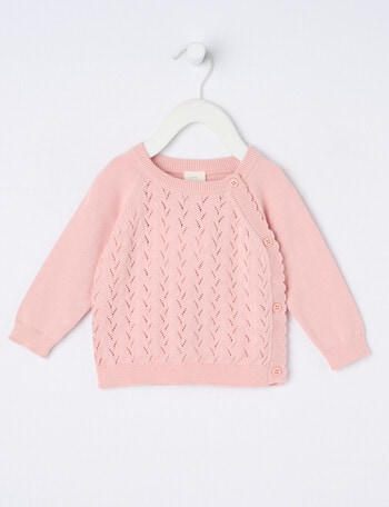 Little Bundle Wrap Front Knit Cardigan, Pink product photo