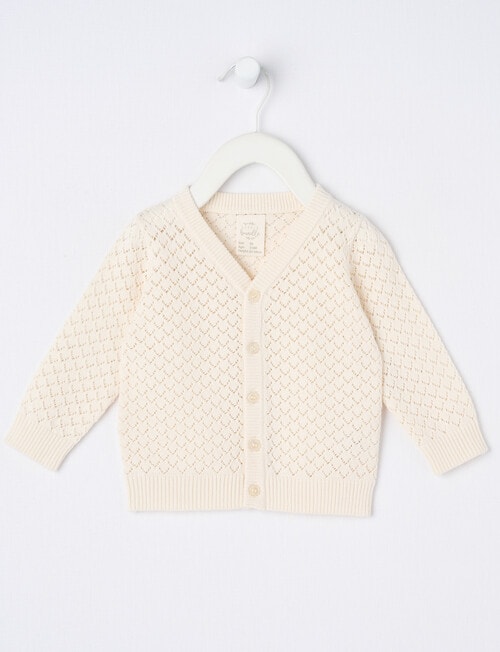 Little Bundle V-Neck Knit Cardigan, Vanilla product photo