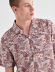 Tarnish Ditsy Paisley Short Sleeve Shirt, Burgundy product photo View 04 S