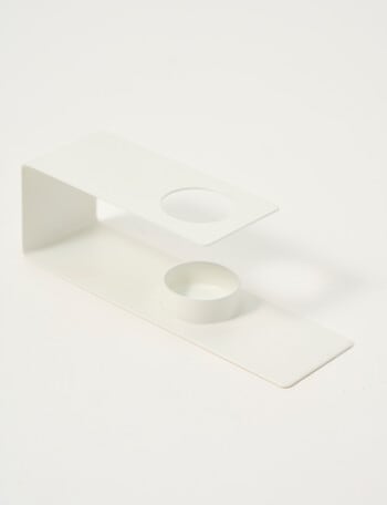 Home Fusion Light Metal Taper Candle Holder, White product photo