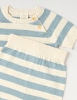 Little Bundle Stripe Knit Top & Shots, 2-Piece Set, Blue product photo View 02 S