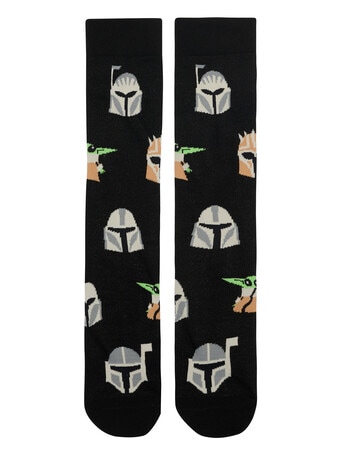 Licensed Star Wars Mandalorian & Grogu Crew Sock, Black product photo