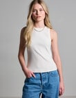 Mineral Hazel Rib Tank Top, White product photo