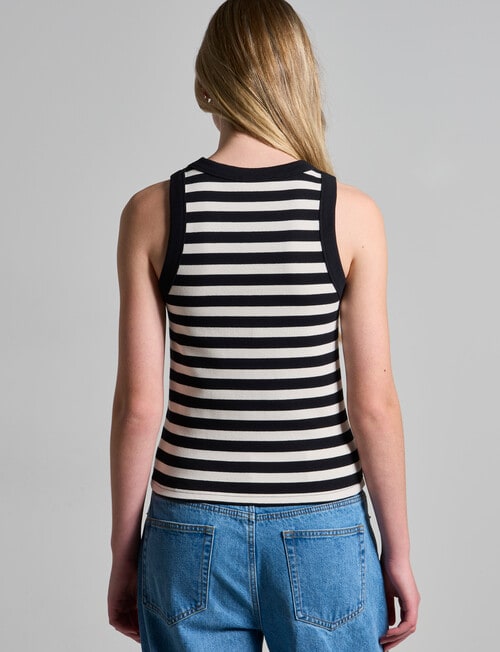 Mineral Hazel Rib Tank Top, Black Stripe product photo View 02 L