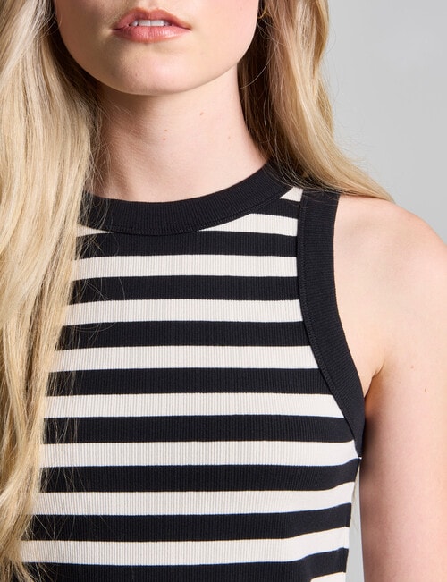 Mineral Hazel Rib Tank Top, Black Stripe product photo View 04 L