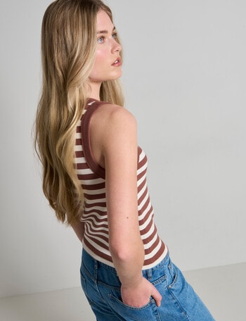 Mineral Hazel Rib Tank Top, Cinnamon Stripe product photo