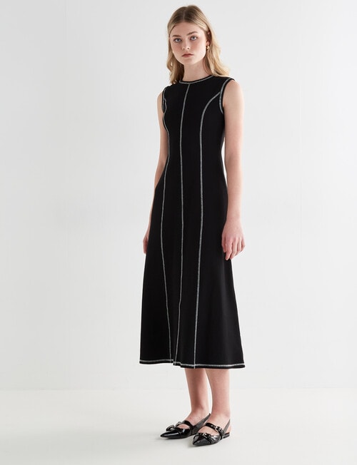 Mineral Georgie Ribbed Dress, Black product photo View 05 L