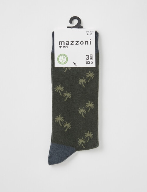 Mazzoni Palm Tree Viscose Rayon From Bamboo Dress Sock, Green product photo View 02 L