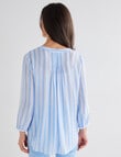 Ella J Stripe Pleat Detail Shirt, Blue product photo View 02 S