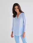 Ella J Stripe Pleat Detail Shirt, Blue product photo View 04 S