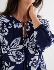 Ella J Floral Tassel Top, Navy & Blue product photo View 04 S