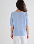 Ella J Short Sleeve Boxy Knit Top, Pale Blue product photo View 02 S