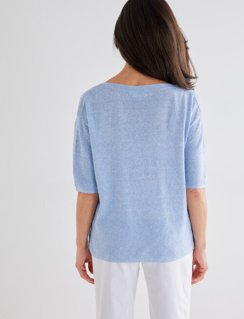 Ella J Short Sleeve Boxy Knit Top, Pale Blue product photo View 02 L