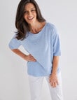 Ella J Short Sleeve Boxy Knit Top, Pale Blue product photo View 03 S