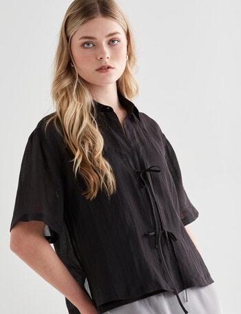 Mineral Edite Tie Front Shirt, Black product photo