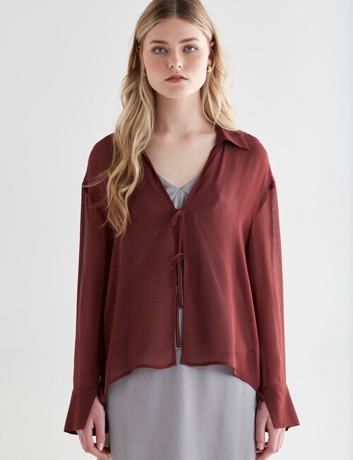 Mineral Misa Tie Front Top, Cherry product photo View 04 L