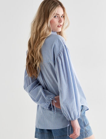 Mineral Alberta Blouson Shirt, Blue Stripe product photo