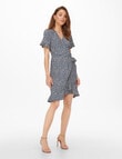 ONLY Olivia Short Sleeve Wrap Dress, Tonal Ditsy product photo View 03 S