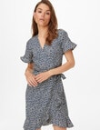 ONLY Olivia Short Sleeve Wrap Dress, Tonal Ditsy product photo View 04 S