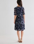 Ella J Elbow Sleeve Lace Dress, Navy Print product photo View 02 S