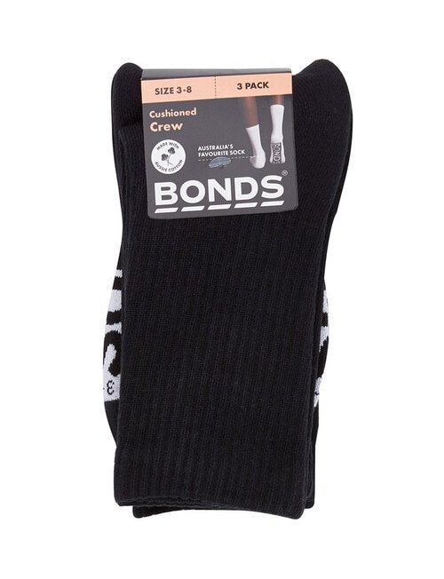 Bonds Logo Crew Sock, 3-Pack, Black product photo View 02 L