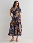 State of play Zola V-neck Midi Dress, Blue Belamy Print product photo View 03 S