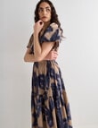 State of play Zola V-neck Midi Dress, Blue Belamy Print product photo View 05 S