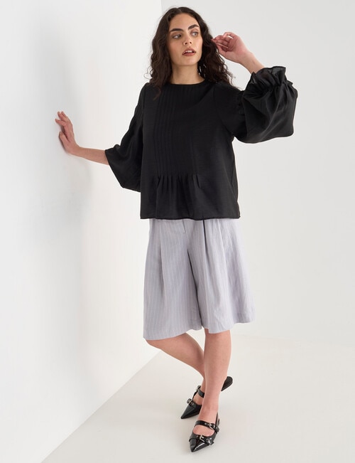 State of play Stella Pintuck Long Sleeve Top, Black product photo View 03 L