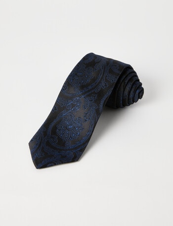 Laidlaw + Leeds Midnight Paisley Tie, 7cm, Navy product photo