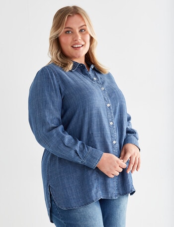 Denim Republic Curve Lyocell Shirt, Blue product photo