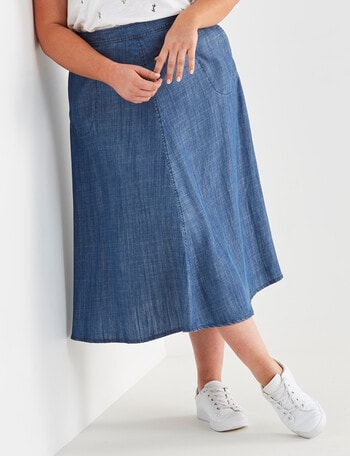 Studio Curve Chambray Skirt, Chambray product photo