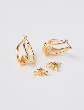 Whistle Accessories Knot Earring Set, Gold Tone product photo