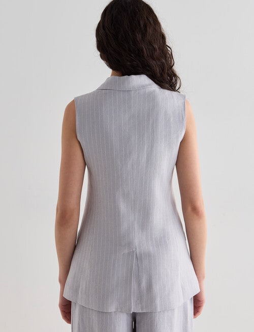 State of play Emery Longline Waistcoat, Silver Pinstripe product photo View 02 L