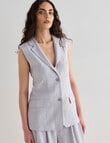 State of play Emery Longline Waistcoat, Silver Pinstripe product photo View 05 S