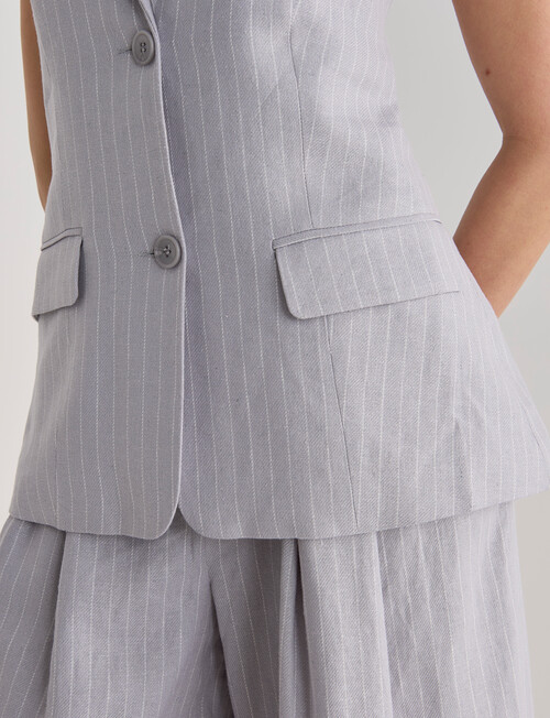 State of play Emery Longline Waistcoat, Silver Pinstripe product photo View 06 L