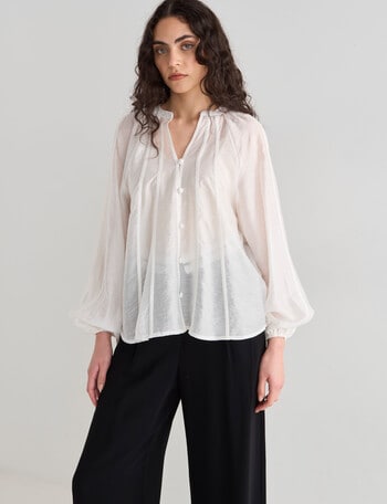 State of play Riley Panelled Long Sleeve Blouse, White product photo