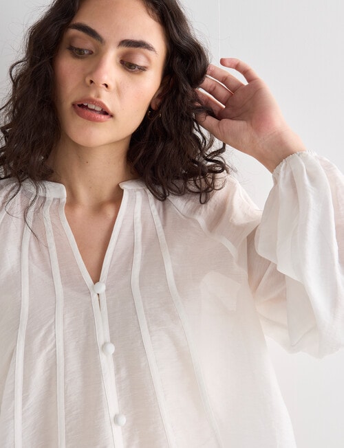 State of play Riley Panelled Long Sleeve Blouse, White product photo View 04 L