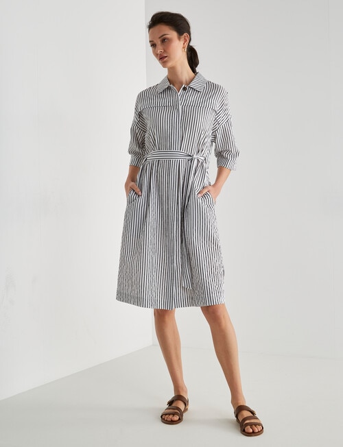 Jigsaw Raina Striped Shirt Dress, Black Stripe product photo View 03 L