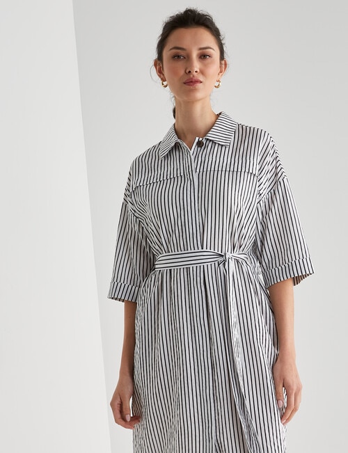 Jigsaw Raina Striped Shirt Dress, Black Stripe product photo View 06 L