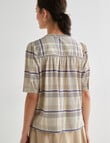 Jigsaw Dianna Printed Blouse, Navy Check product photo View 02 S