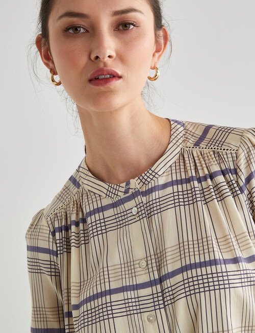 Jigsaw Dianna Printed Blouse, Navy Check product photo View 04 L