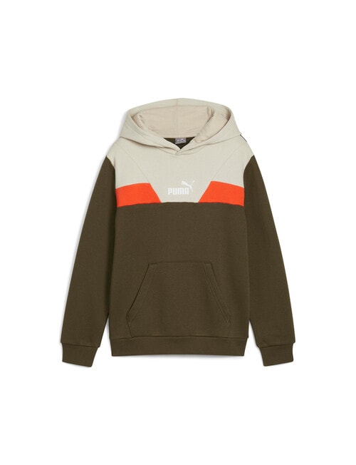 Puma Colour Block Power Hoodie, Dark Olive product photo