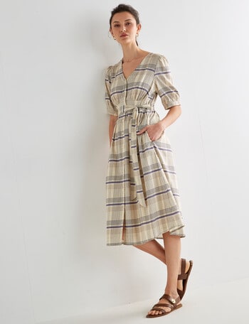 Jigsaw Dianna Printed Dress, Navy Check product photo