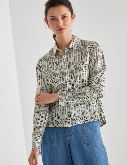 Jigsaw Michelle Cropped Shirt, Black Print product photo View 05 L