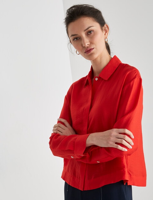 Jigsaw Michelle Cropped Shirt, Red product photo