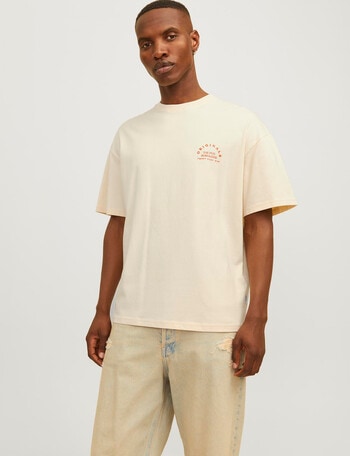 Jack & Jones Brooklyn Back Crew Neck Short Sleeve Tee, Buttercream product photo