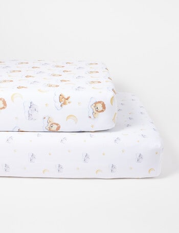 Teeny Weeny Sleeping Animals Fitted Cot Sheets, 2-Pack product photo