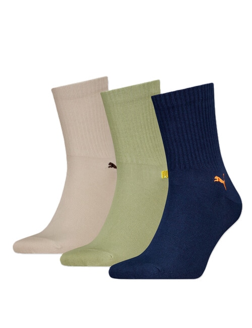 Puma Embroidered Crew Sock, 3-Pack, Navy, Green & Grey product photo